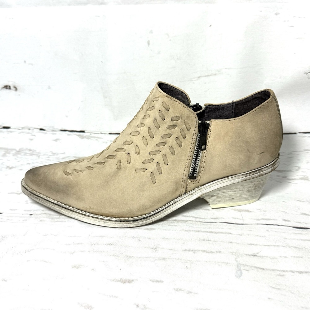 Free People Booties Women's Size 41‎ US 10 Beige Western Distressed Zipper